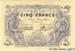 5 Francs ALGÉRIE  1918 P.002 SUP+