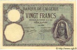 20 Francs ALGÉRIE  1924 P.009 SPL