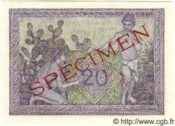 20 Francs Spécimen ALGÉRIE  1942 P.010s NEUF
