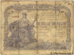 1 Dollar - 1 Piastre bleu INDOCHINE FRANÇAISE Saïgon 1897 P.024 B+