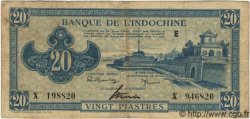 20 Piastres bleu INDOCHINE FRANÇAISE  1943 P.065 TB à TTB