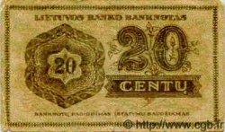 20 Centu LITUANIE  1922 P.11 TB