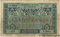 5 Francs MAROC  1934 P.09 TB