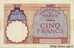 5 Francs MAROC  1941 P.23Ab TTB+