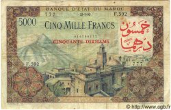 5000 Francs / 50 Dirhams MAROC  1953 P.51 pr.TB
