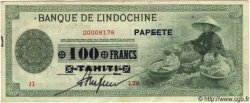 100 Francs TAHITI  1943 P.17a TTB+