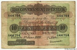 10 Rupees CEYLAN  1926 P.12c TB+
