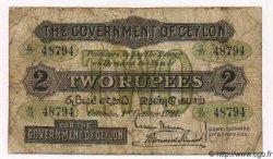 2 Rupees CEYLAN  1921 P.18 B+