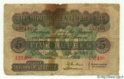 5 Rupees CEYLAN  1939 P.23 AB