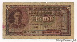 50 Cents CEYLAN  1942 P.45a B+