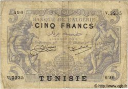 5 Francs TUNISIE  1924 P.01 B+