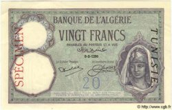 20 Francs Spécimen TUNISIE  1926 P.06bs pr.NEUF