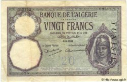 20 Francs TUNISIE  1938 P.06b TTB