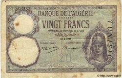 20 Francs TUNISIE  1938 P.06b pr.TB