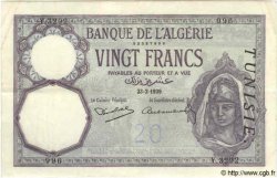 20 Francs TUNISIE  1939 P.06b TTB+ à SUP
