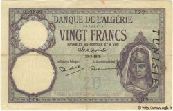20 Francs TUNISIE  1939 P.06b TTB+
