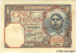 5 Francs TUNISIE  1933 P.08a SUP+
