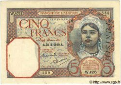 5 Francs TUNISIE  1939 P.08b TTB+