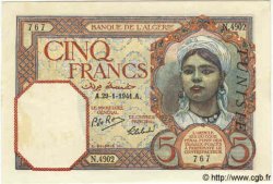 5 Francs TUNISIE  1941 P.08b SPL+