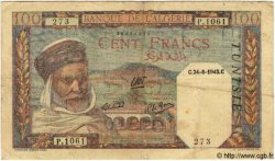 100 Francs TUNISIE  1942 P.13b TB