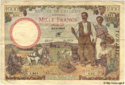 1000 Francs TUNISIE  1942 P.20b TB+