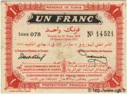 1 Franc TUNISIE  1919 P.46b TTB