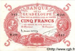 5 Francs Cabasson rouge GUADELOUPE  1934 P.07 pr.SUP