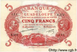 5 Francs Cabasson rouge GUADELOUPE  1944 P.07 TTB