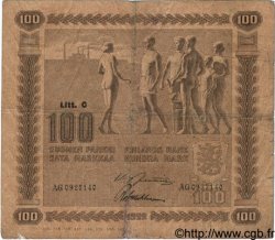 100 Markkaa FINLANDE  1922 P.065a B à TB