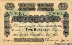 500 Rupees Spécimen INDE  1919 P.A18es SUP+