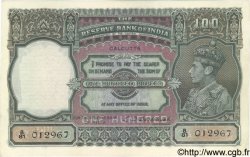 100 Rupees INDE Calcutta 1943 P.020f TTB+
