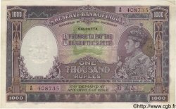 1000 Rupees INDE Calcutta 1937 P.021b TTB+