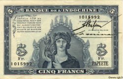 5 Francs TAHITI  1944 P.19a TTB+