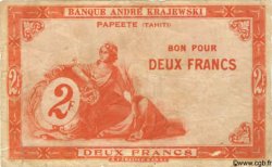 2 Francs TAHITI  1920 P.10 TB