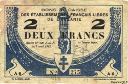 2 Francs OCÉANIE  1942 P.09 B+