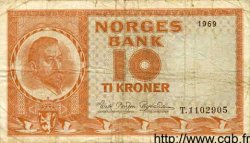 10 Kroner NORVÈGE  1969 P.31d TB