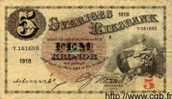 5 Kronor SUÈDE  1918 P.33a TTB