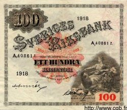 100 Kronor SUÈDE  1918 P.36a TTB