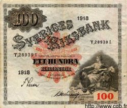 100 Kronor SUÈDE  1918 P.36a TB à TTB