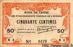 50 Centimes OCÉANIE  1943 P.10c TTB