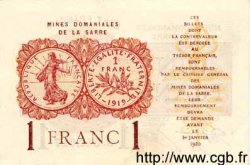1 Franc MINES DOMANIALES DE LA SARRE FRANCE  1920 VF.51.01 SUP+