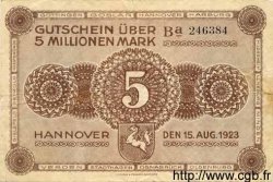 5 Millionen Mark ALLEMAGNE Hannovre 1923 Han.11a TTB