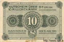10 Millionen Mark ALLEMAGNE Hannovre 1923 Han.12d TB+