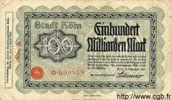 100 Milliarden Mark ALLEMAGNE Köln 1924 K.2684bbb TB