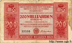 200 Milliarden Mark ALLEMAGNE Munich 1923 Bay.279b B