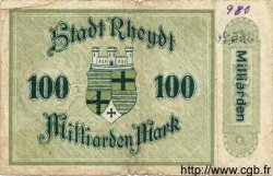 100 Milliards Mark ALLEMAGNE Rheydt 1923  B+