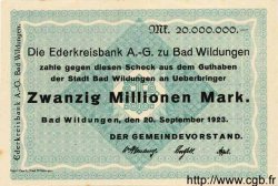 20 Millionen Mark ALLEMAGNE Wildungen 1923 K.5624e pr.NEUF