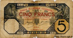 5 Francs DAKAR AFRIQUE OCCIDENTALE FRANÇAISE (1895-1958) Dakar 1922 P.05Bb AB