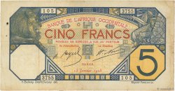 5 Francs DAKAR AFRIQUE OCCIDENTALE FRANÇAISE (1895-1958) Dakar 1928 P.05Bvar TB+