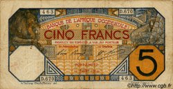 5 Francs PORTO-NOVO AFRIQUE OCCIDENTALE FRANÇAISE (1895-1958) Porto-Novo 1919 P.05E TB+